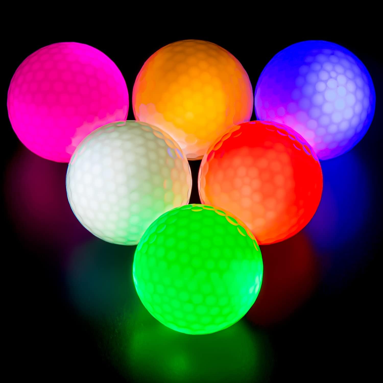 Glow in the Dark Golf Balls Light up Led Golf Balls Night Golf Gift Sets for Men Kids Women 6 Pack (6 Colors in One)